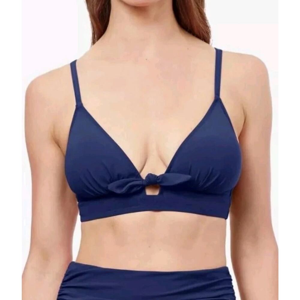 Gottex Navy Blue Front Tie Bikini Top Recycled Nylon E24041B24 Size 6 NEW